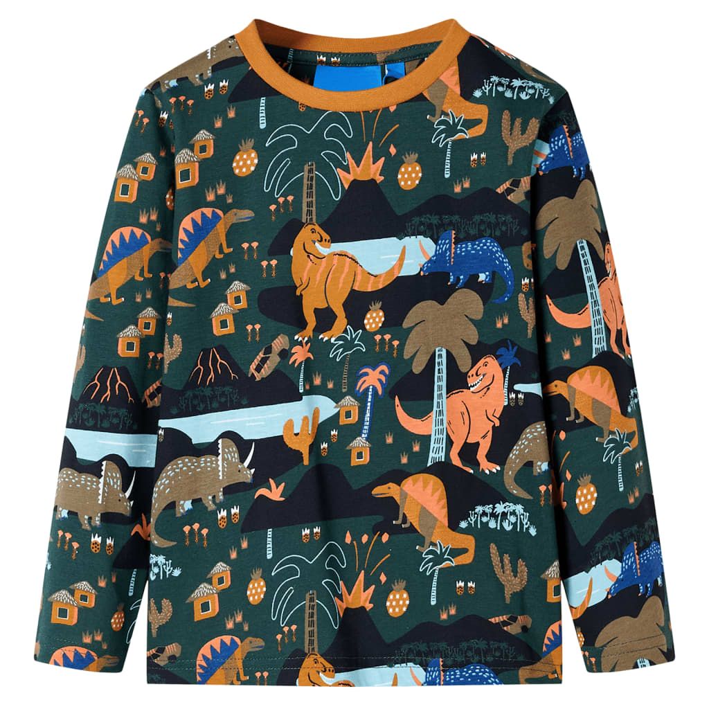 Pigiama da Bambino a Maniche Lunghe Verde Scuro 128 vidaXL