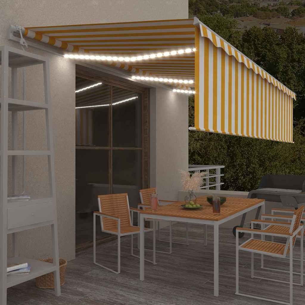 Tenda Automatica con Sensore Vento LED 6x3 m Gialla/Bianca vidaXL