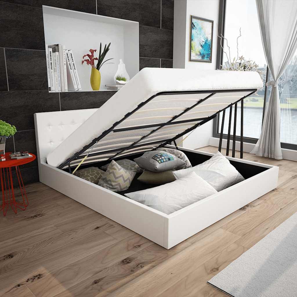 Letto Contenitore Idraulico con Materasso Similpelle 140x200 cm vidaXL
