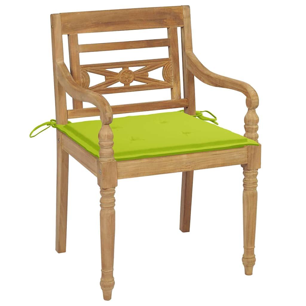 Sedie Batavia con Cuscini 8 pz in Legno Massello di Teak vidaXL