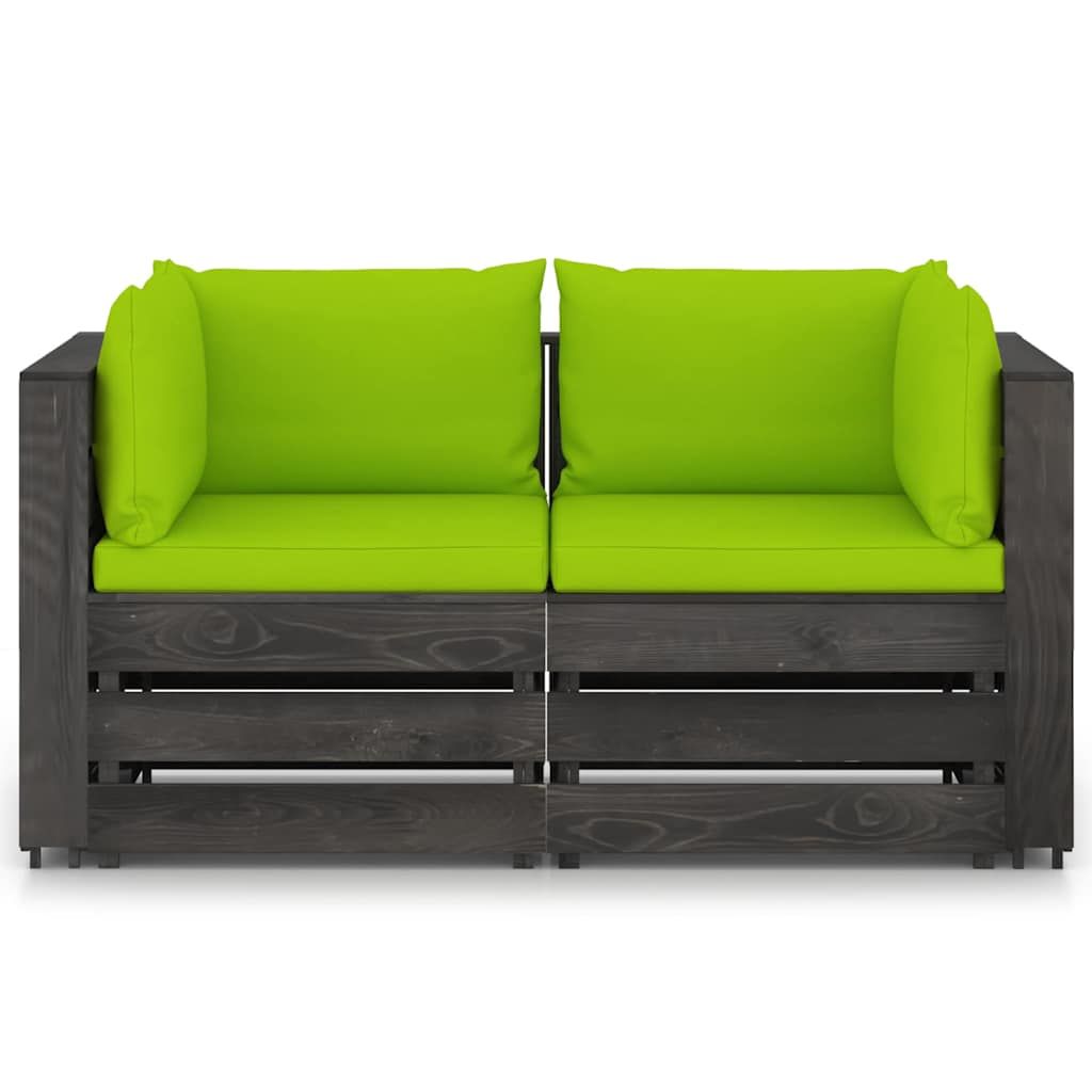Divano da Giardino 2 Posti con Cuscini Legno Impregnato Grigio vidaXL
