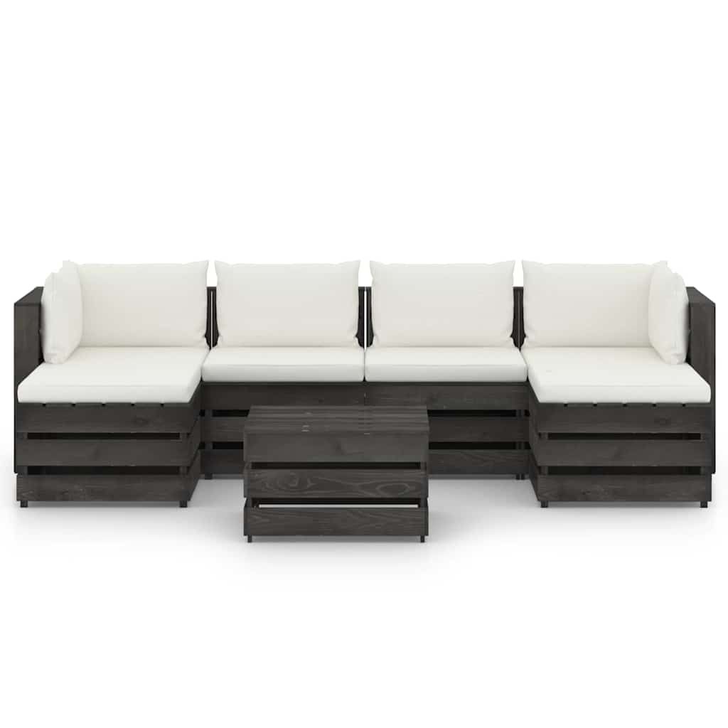 Set Salotto da Giardino 7pz con Cuscini Legno Impregnato Grigio vidaXL