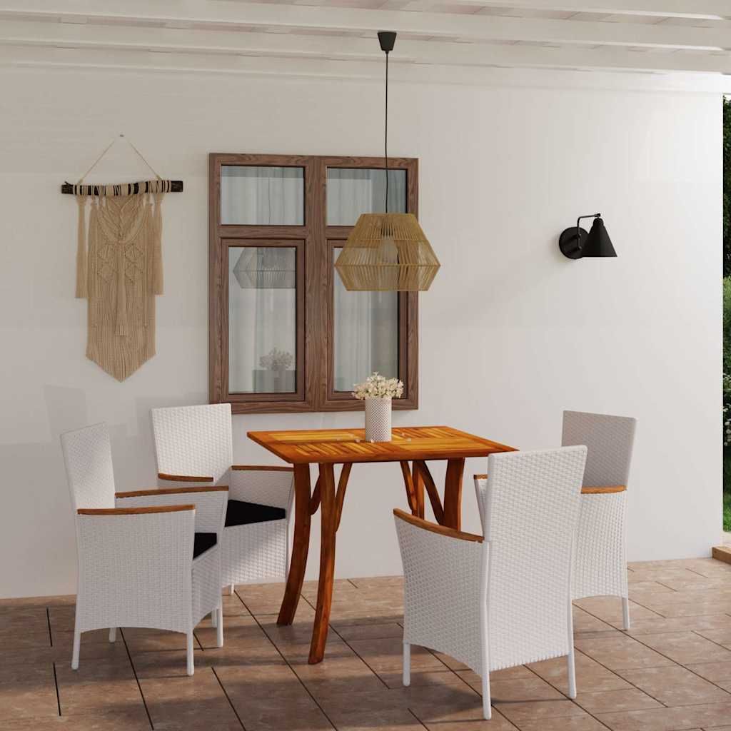 Set Mobili da Pranzo per Giardino 5 pz Bianco vidaXL