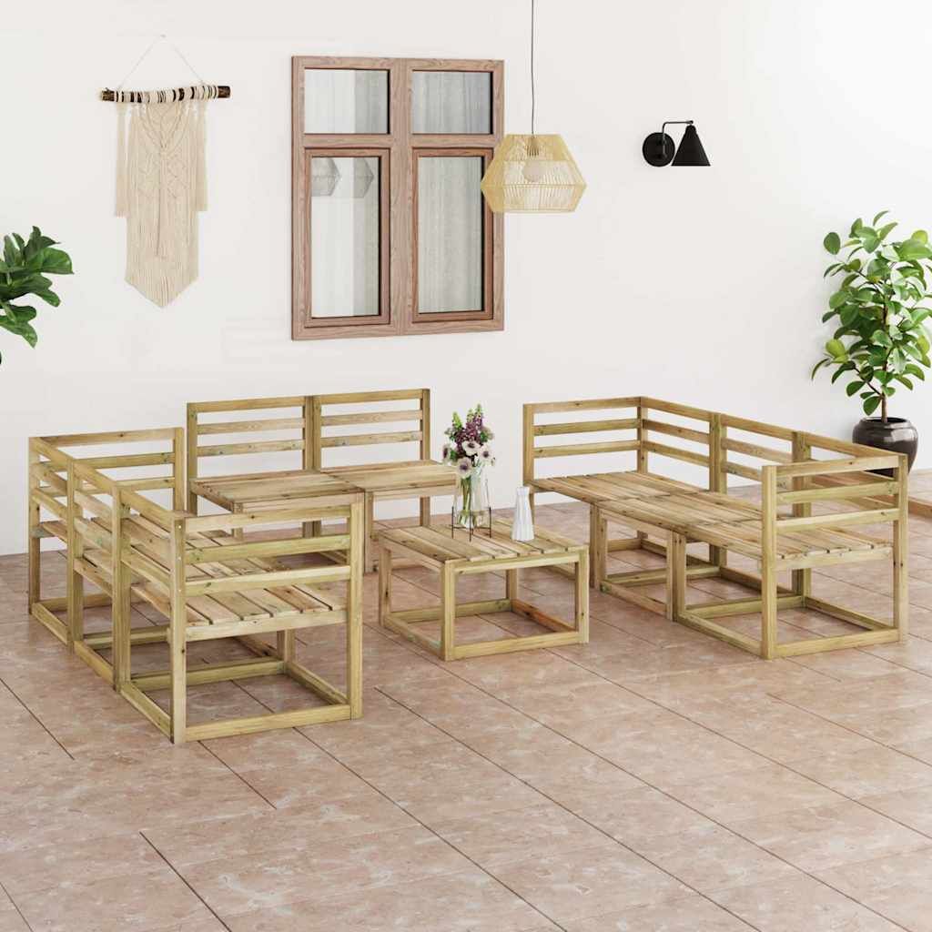 Set Divani da Giardino 9 pz in Legno di Pino Impregnato Verde vidaXL