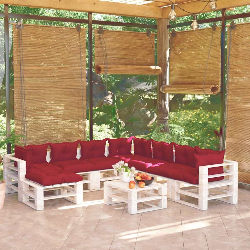 Salotto da Giardino in Pallet 9 pz e Cuscini in Legno di Pino vidaXL