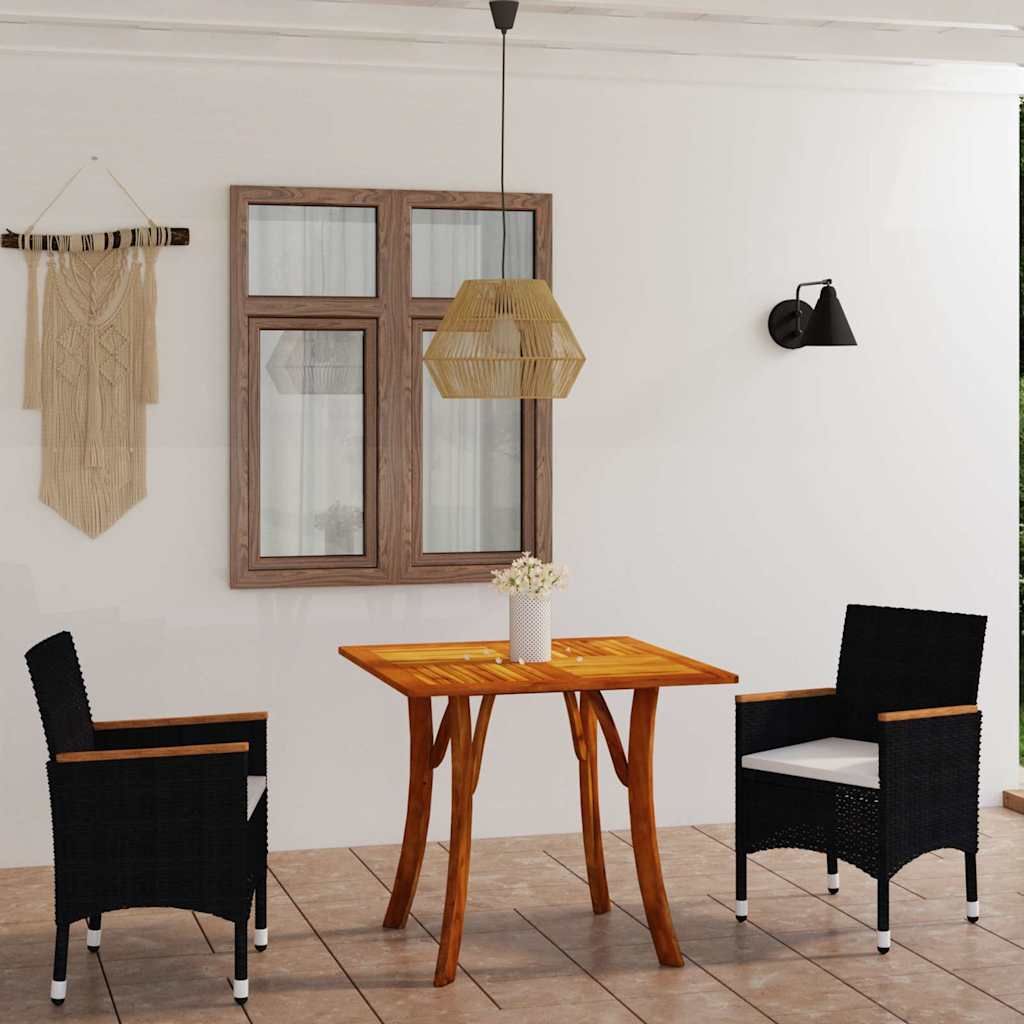 Set Mobili da Pranzo per Giardino 3 pz Nero vidaXL