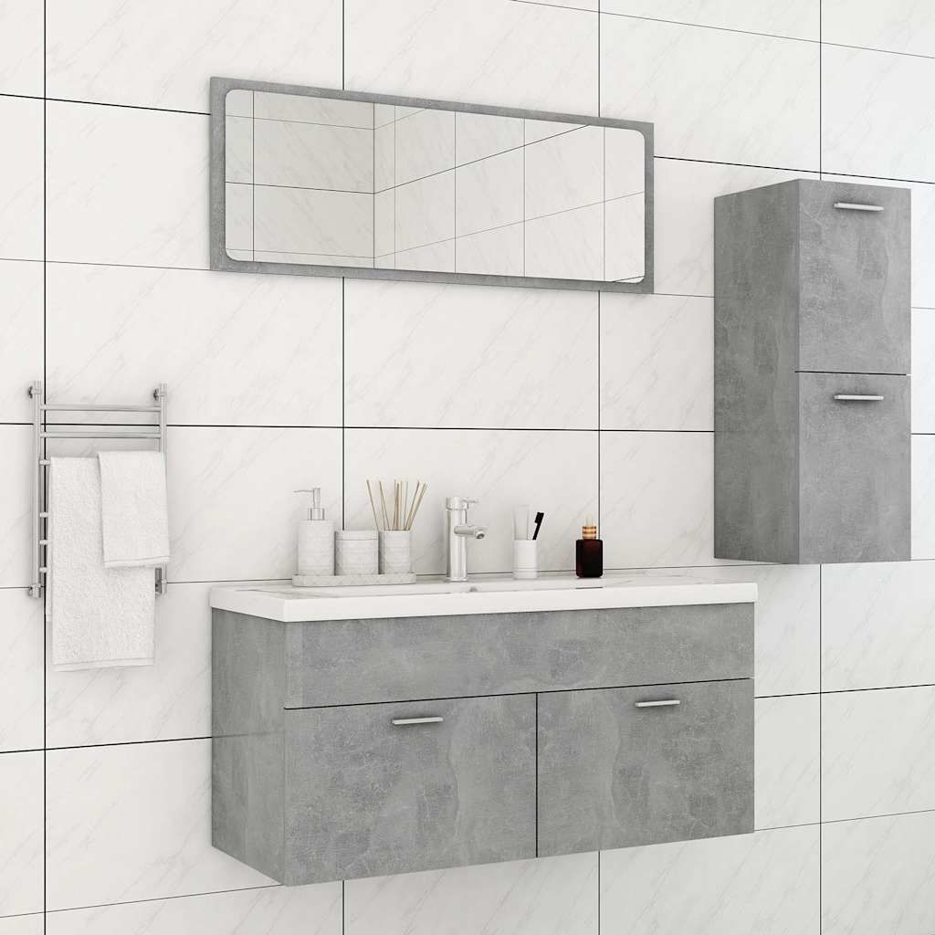 Set Mobili da Bagno Grigio Cemento in Truciolato vidaXL