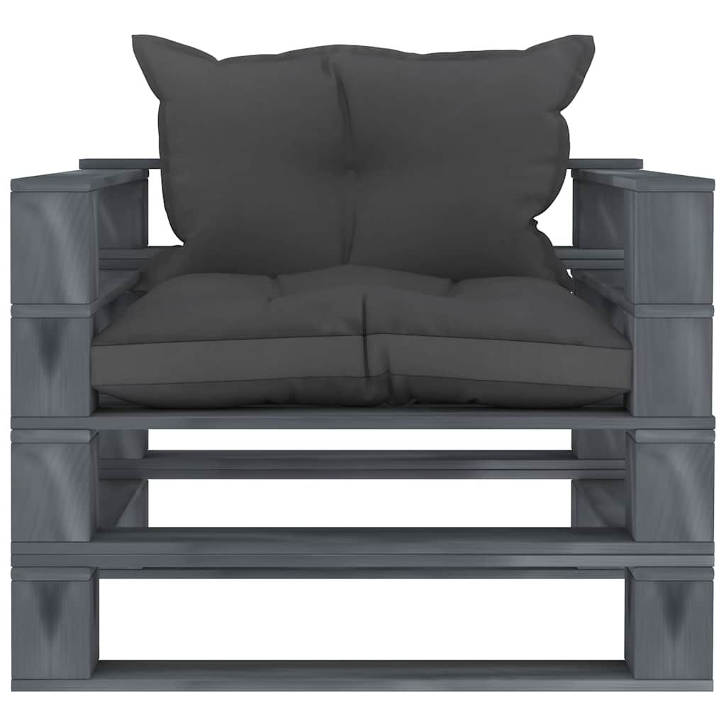 Divano da Giardino in Pallet con Cuscini Nero in Legno vidaXL