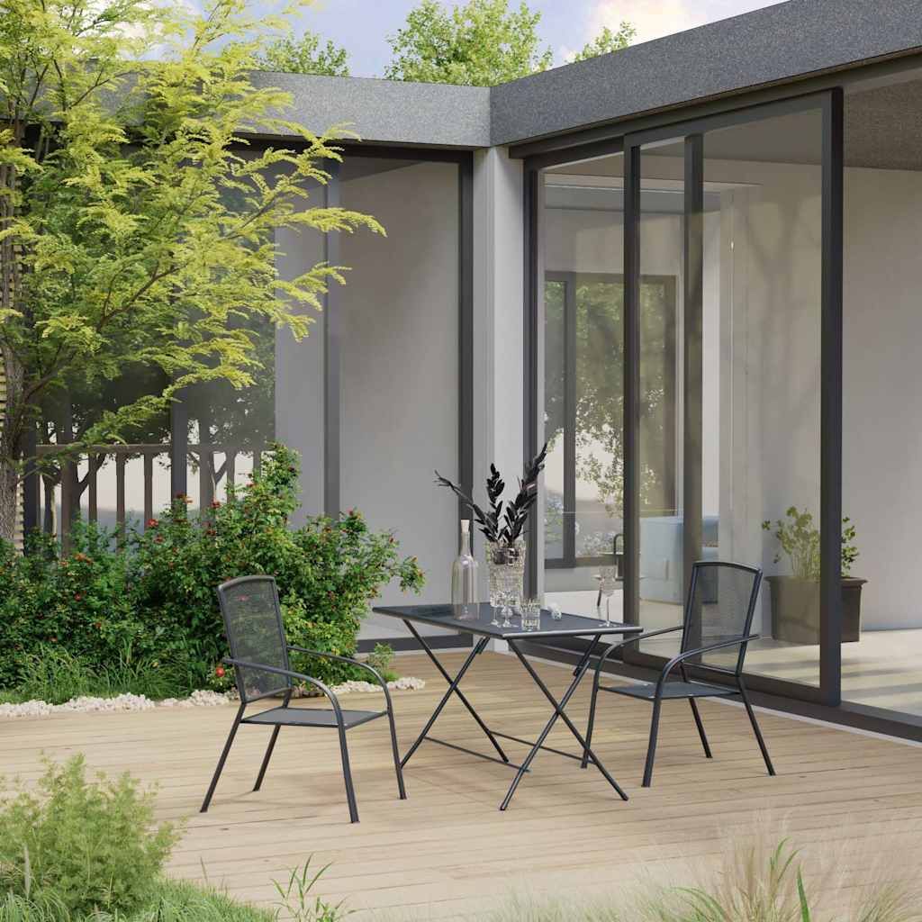 Set Pranzo da Giardino 3 pz in Acciaio Antracite vidaXL