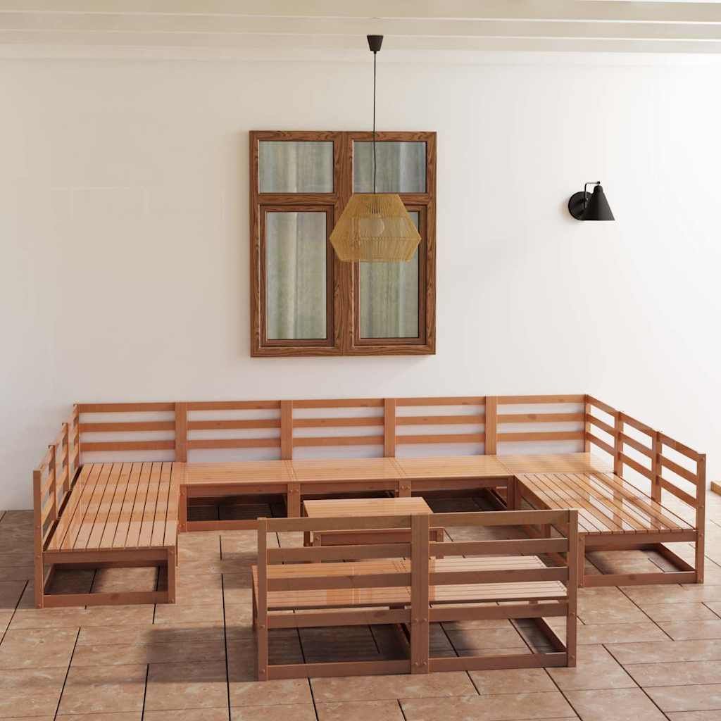 Set Divani da Giardino 12 pz in Legno Massello di Pino vidaXL