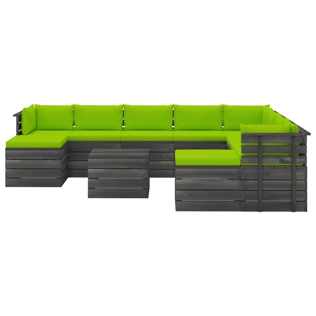 Set Divani da Giardino Pallet 11 pz con Cuscini Massello Pino vidaXL