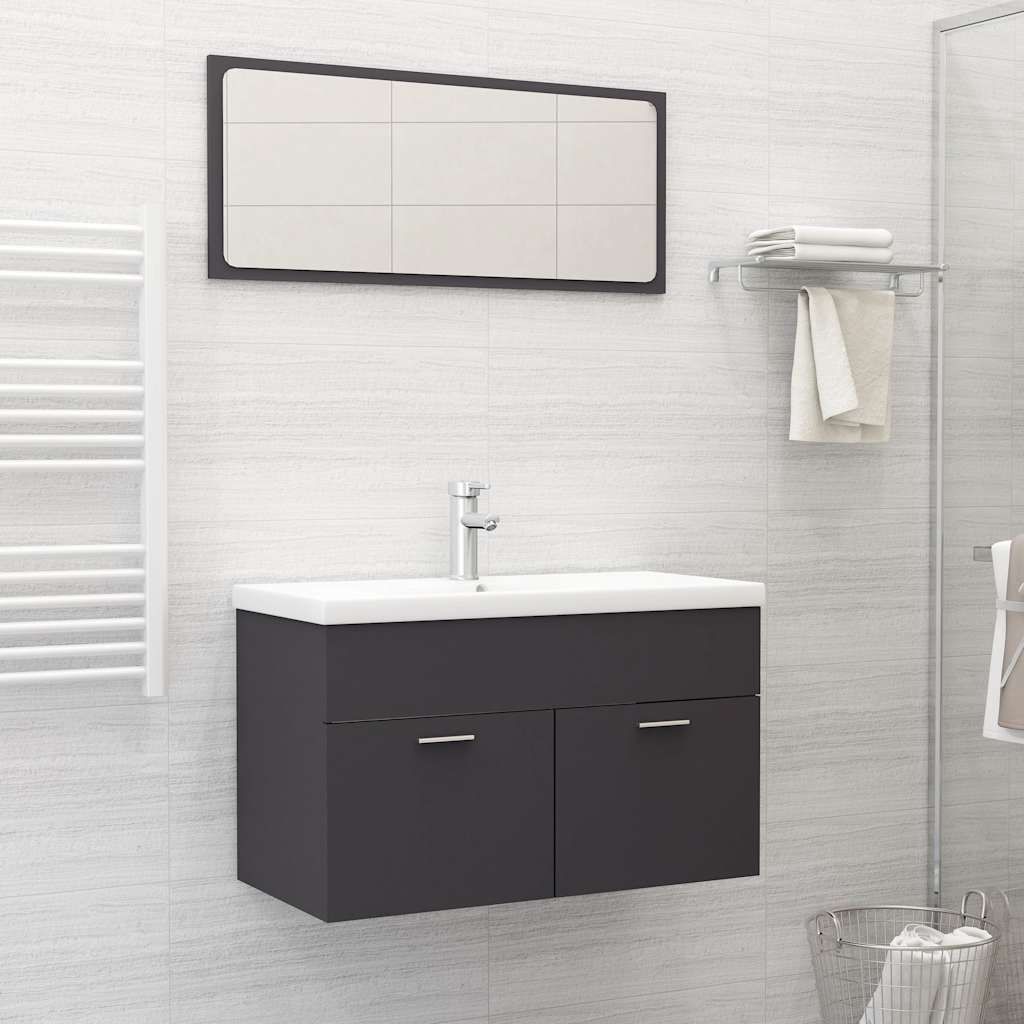 Set Mobili da Bagno Grigio in Legno Multistrato vidaXL