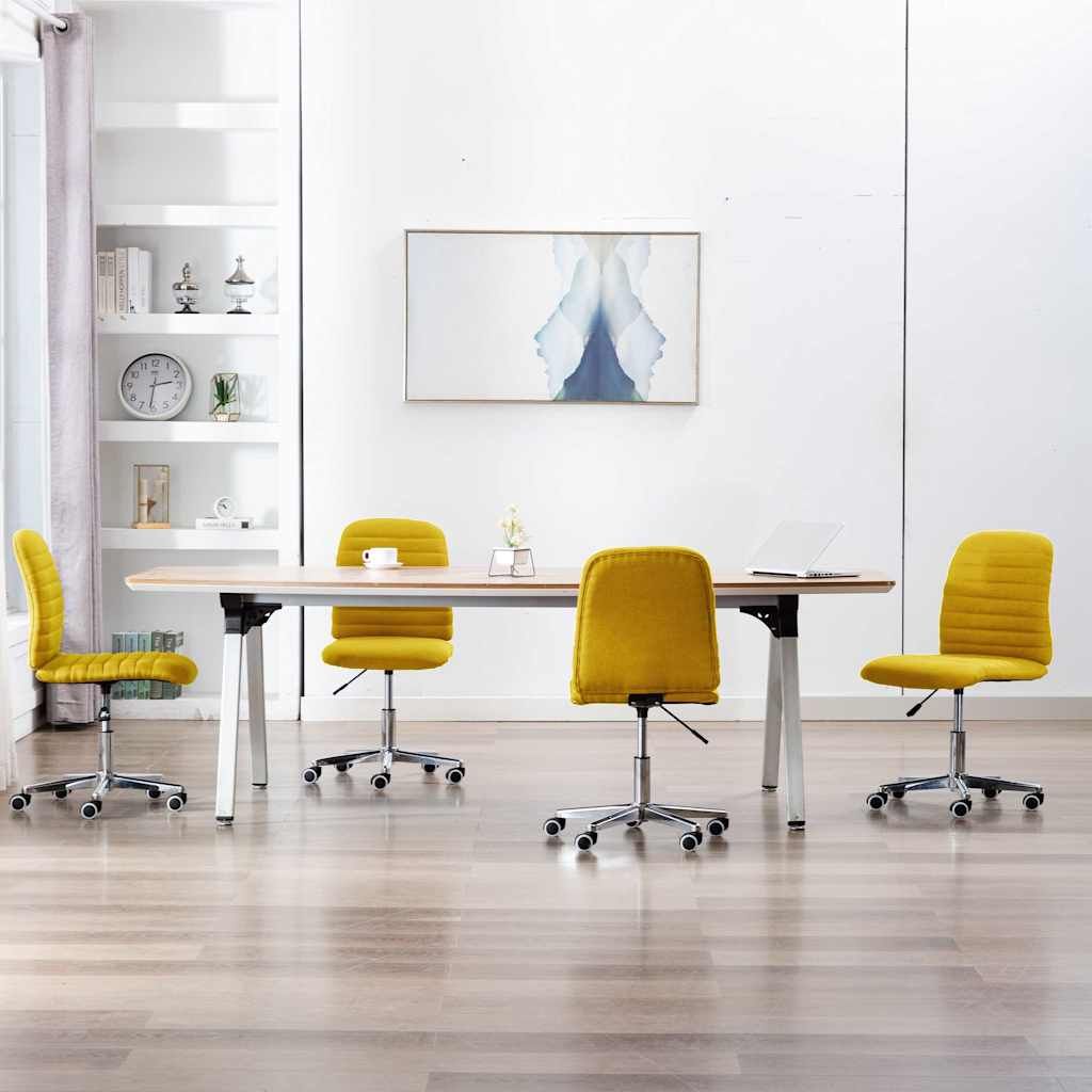 Sedie da Pranzo 4 pz Giallo Senape in Tessuto vidaXL