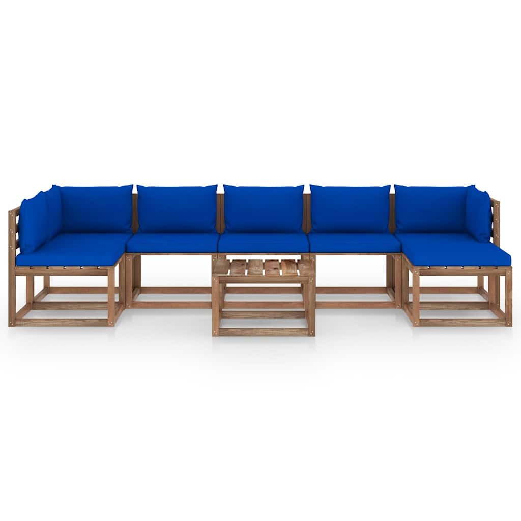 Set Salotto da Giardino 8 pz con Cuscini Blu vidaXL