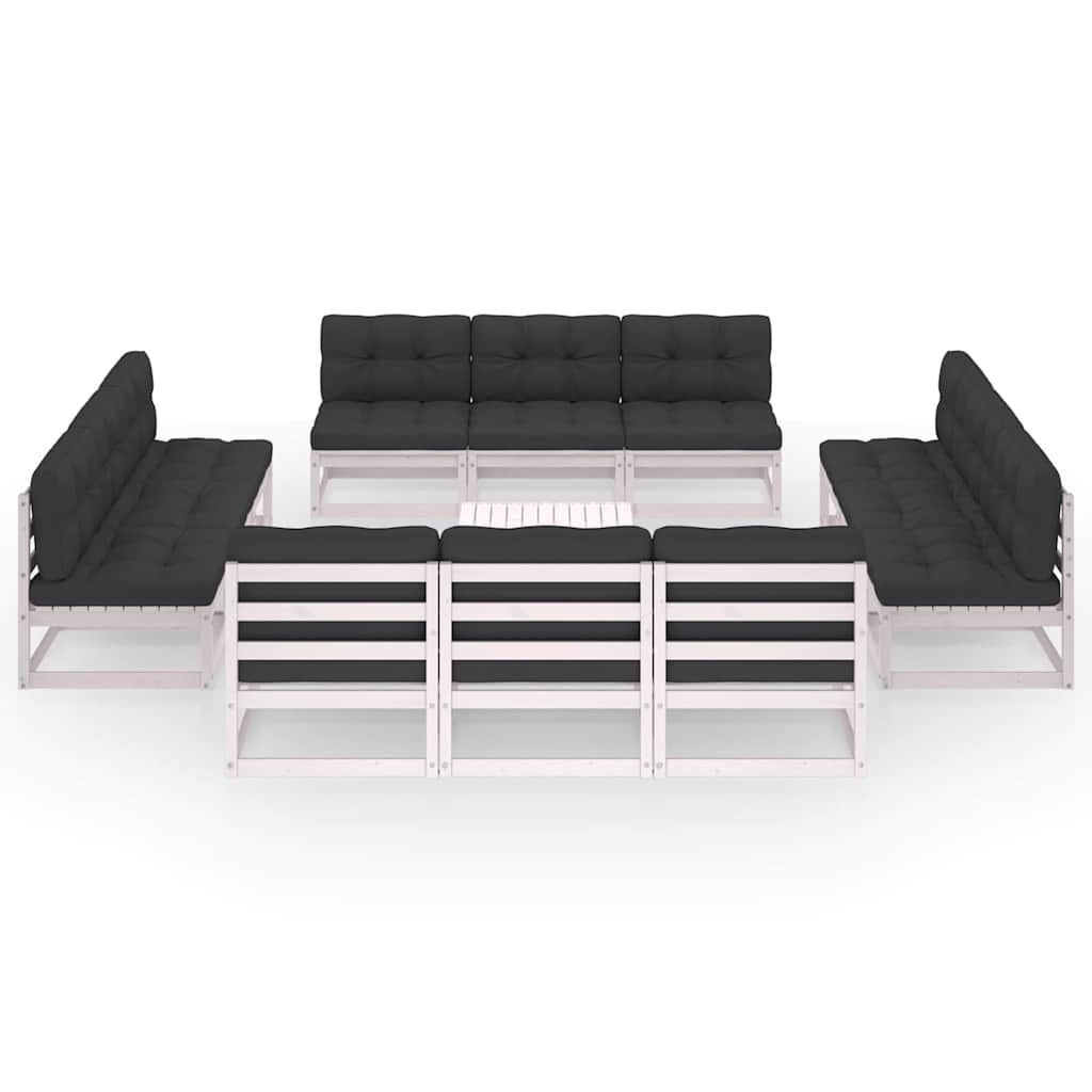 Set Divani da Giardino 13 pz con Cuscini Legno Massello di Pino vidaXL