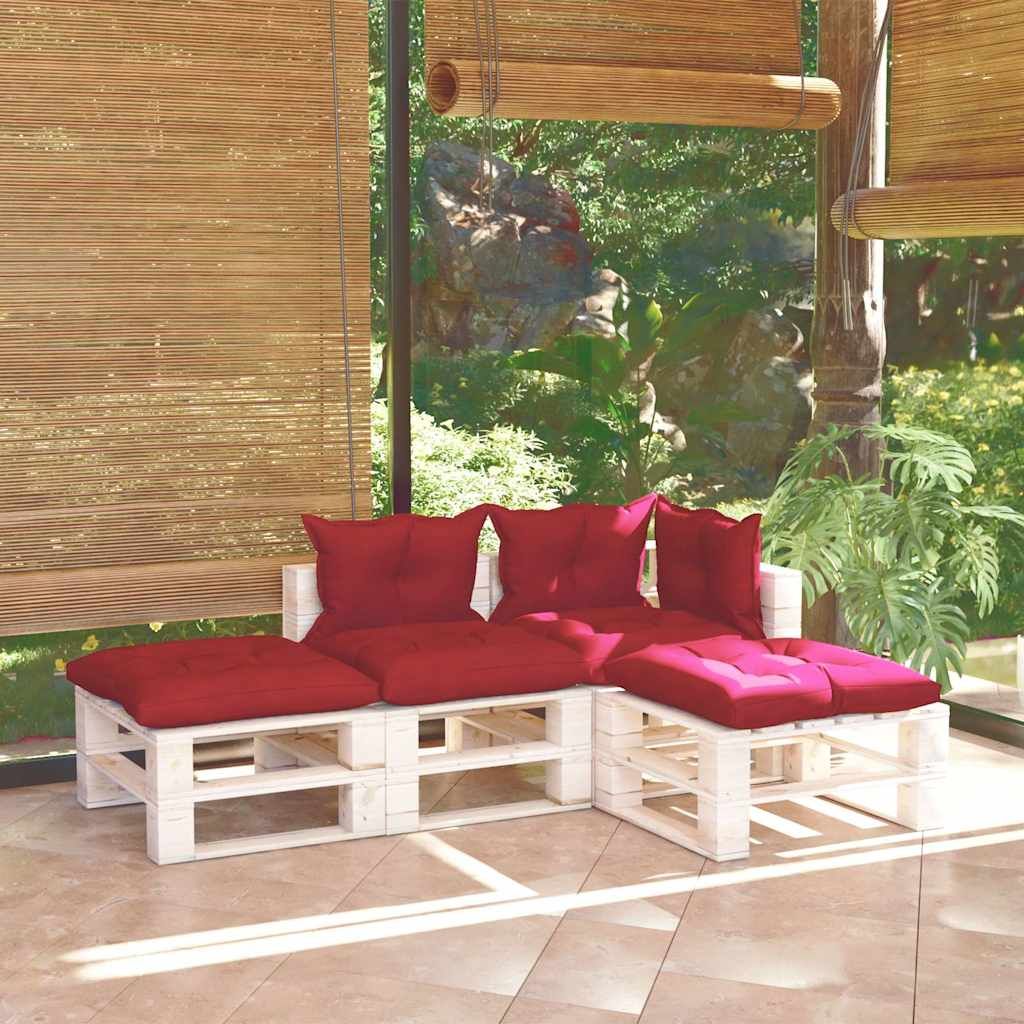 Salotto Giardino in Pallet con Cuscini 4 pz in Legno di Pino vidaXL