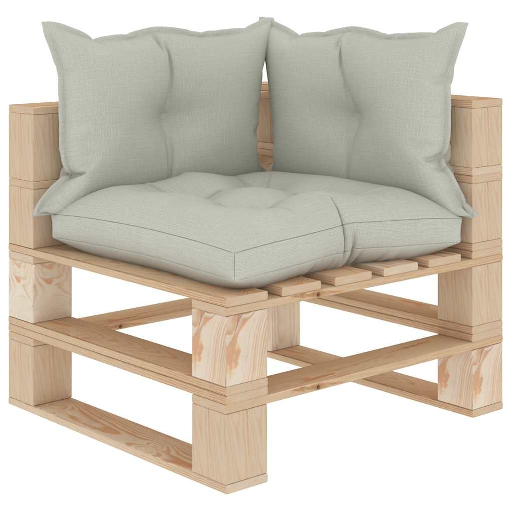Divano Angolare da Giardino Pallet con Cuscini Beige in Legno vidaXL