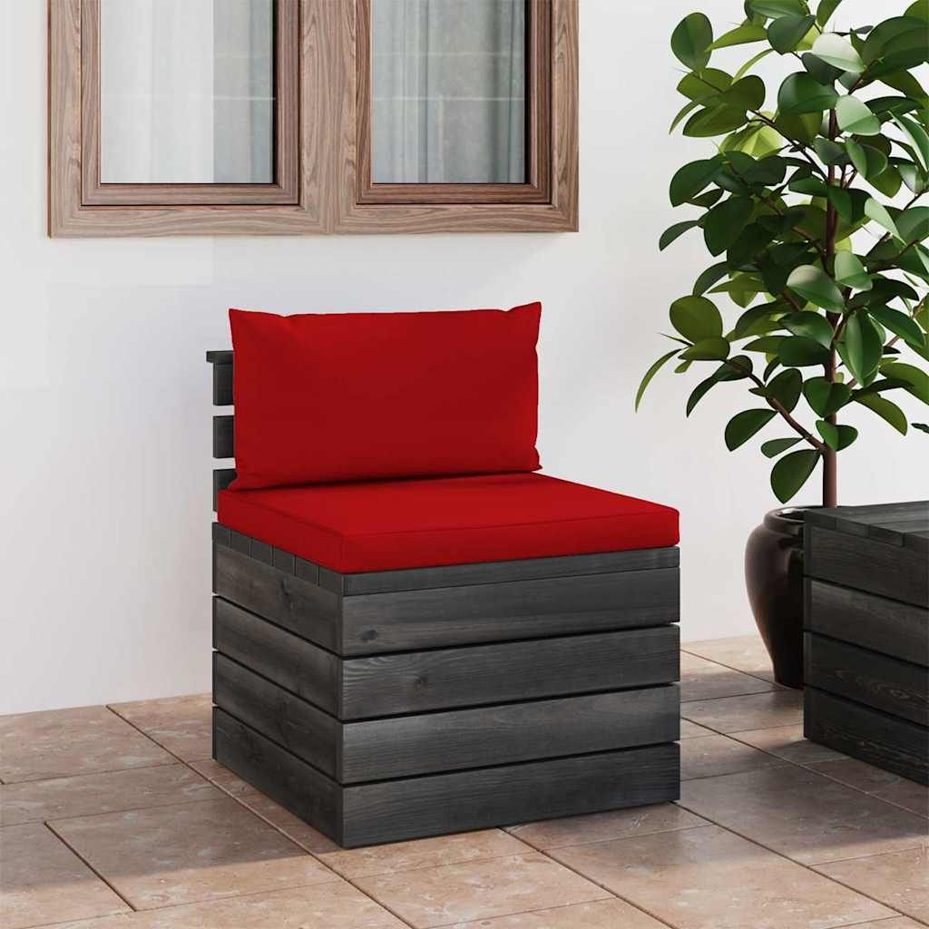Divano Centrale da Giardino Pallet con Cuscini in Legno di Pino vidaXL