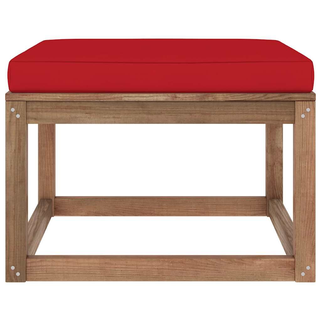 Poggiapiedi da Giardino con Cuscino Rosso vidaXL