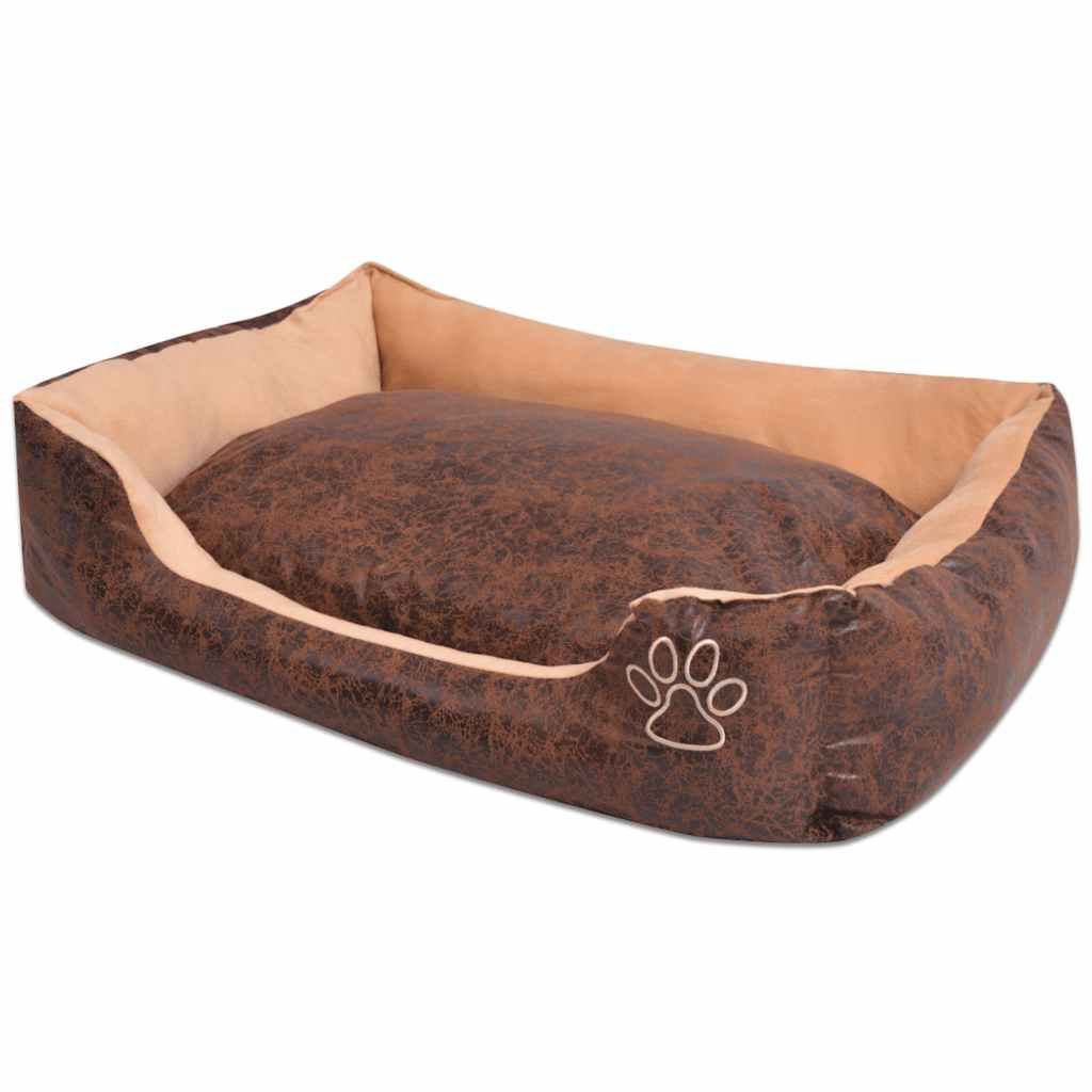 Cuccia Cani Cuscino Imbottito Similpelle PU Taglia XL Marrone vidaXL
