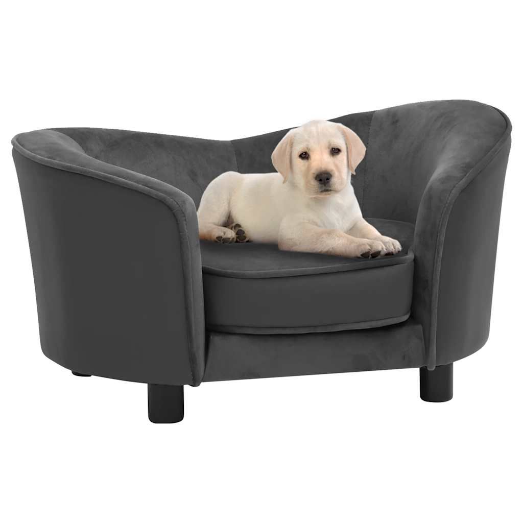 Divano per Cani Grigio Scuro 69x49x40 cm in Peluche e Similpelle vidaXL