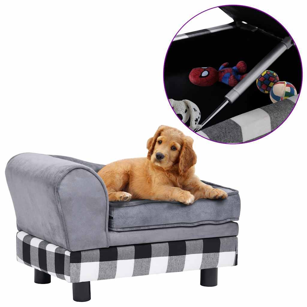 Divano per Cani Grigio 57x34x36 cm in Peluche vidaXL