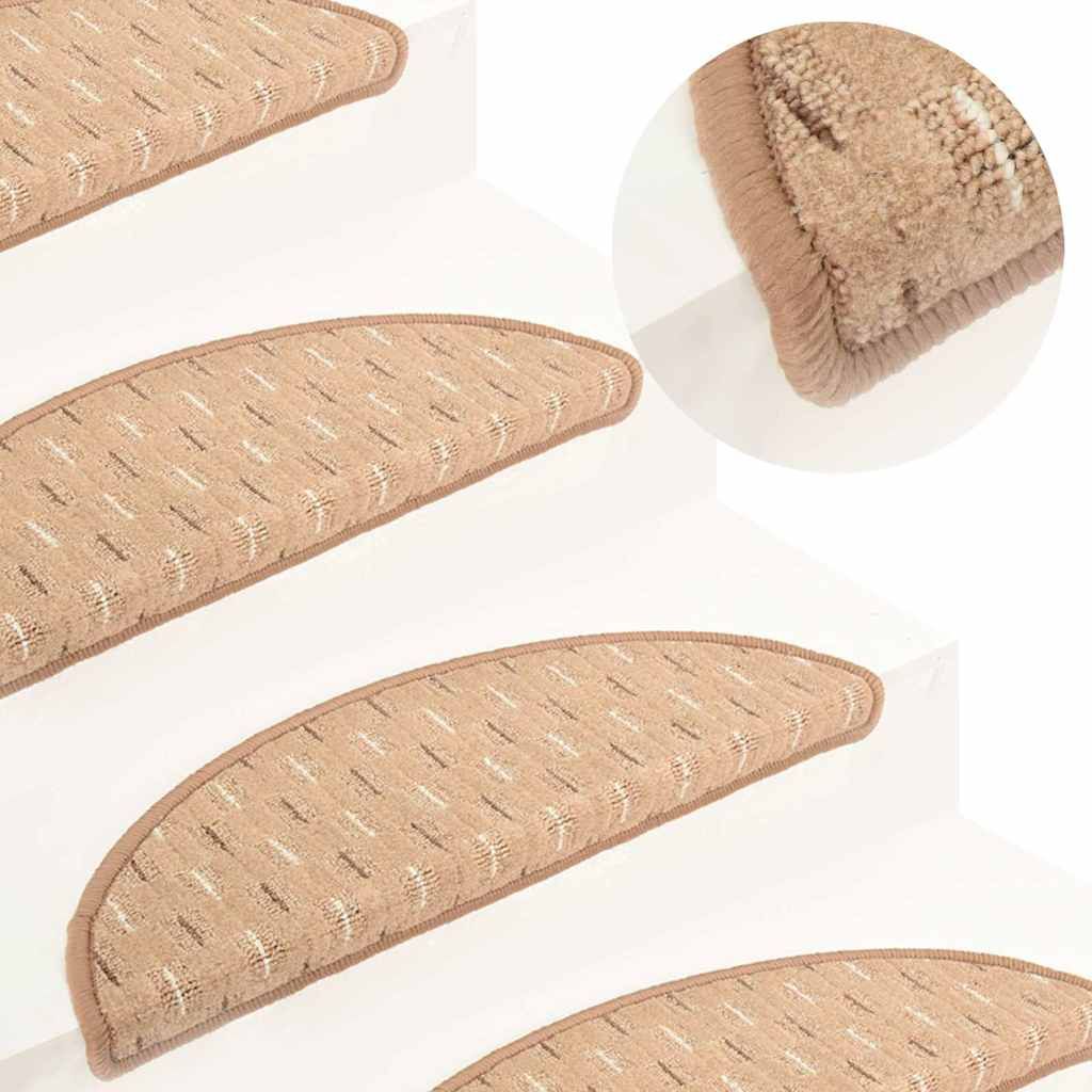 Tappetini per Scale 15 pz Marrone Chiaro 56x17x3 cm vidaXL