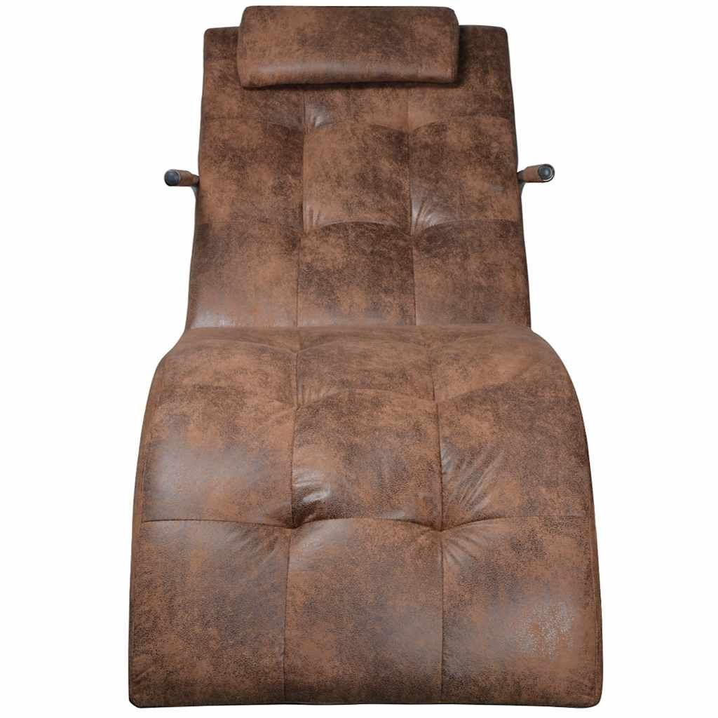 Sdraio con Cuscino Marrone in Tessuto Scamosciato vidaXL