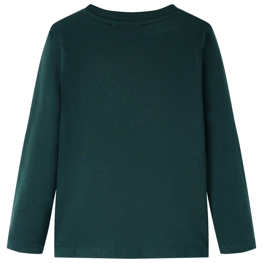 Maglietta da Bambino a Maniche Lunghe Verde Scuro 140 vidaXL
