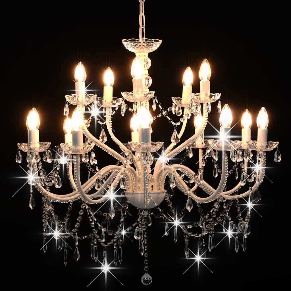 Candelabro a 2 Livelli Bianco 15 Lampadine E14 vidaXL