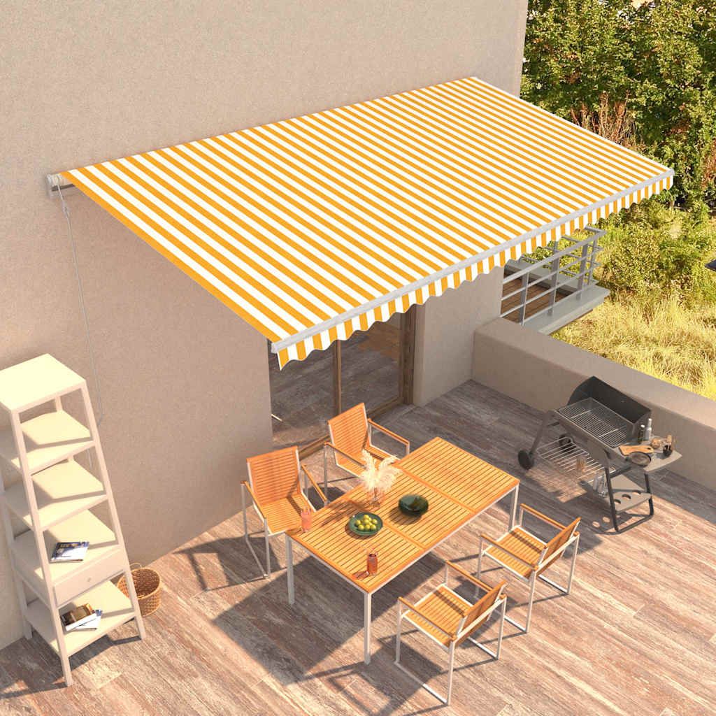 Tenda da Sole Retrattile Automatica 600x300 cm Gialla e Bianca vidaXL