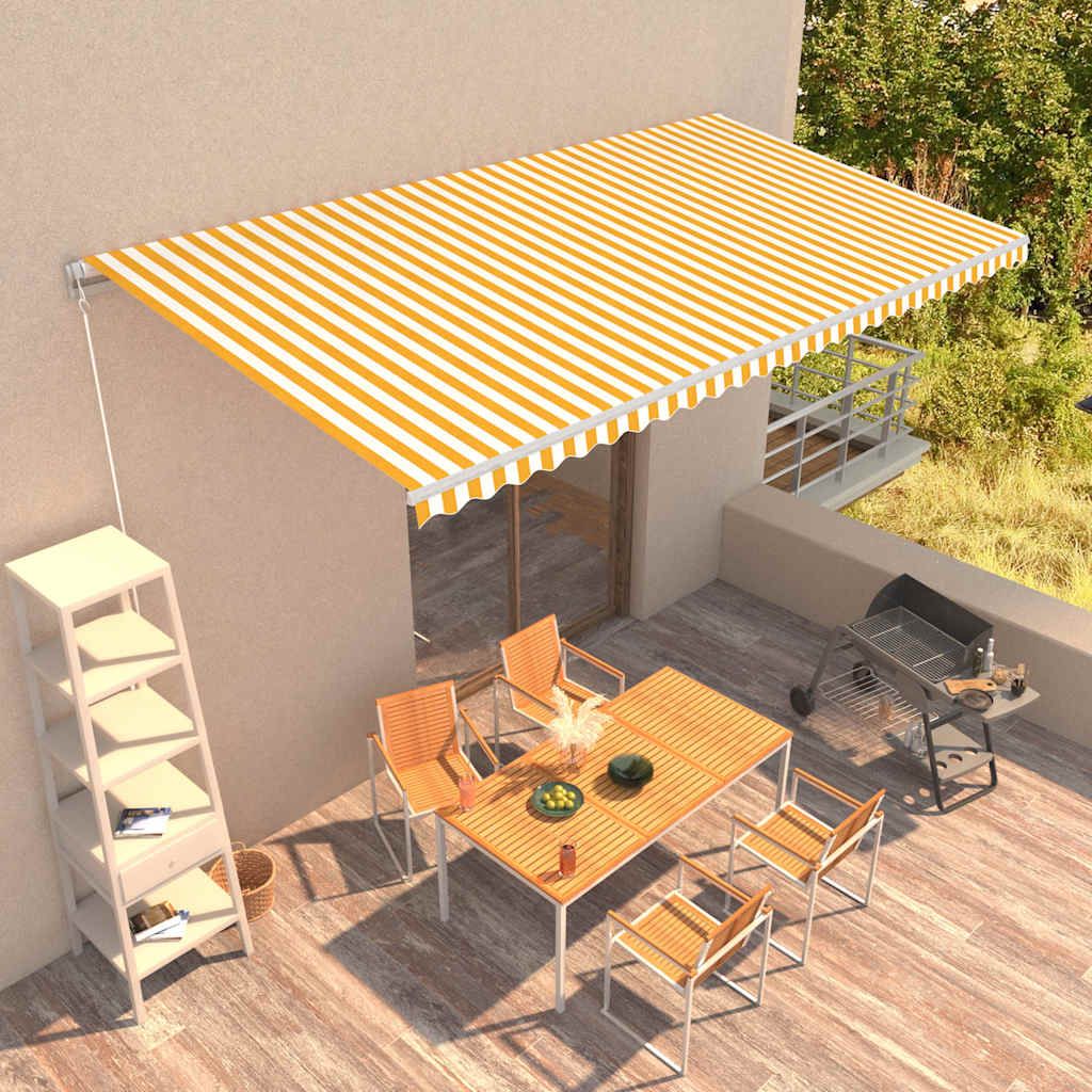Tenda da Sole Retrattile Manuale 600x300 cm Gialla e Bianca vidaXL
