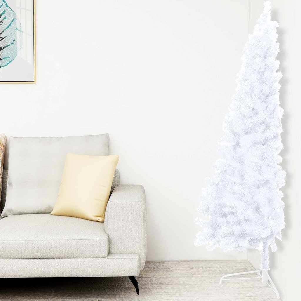 Set Albero Natale Artificiale a Metà LED Palline Bianco 240cm vidaXL
