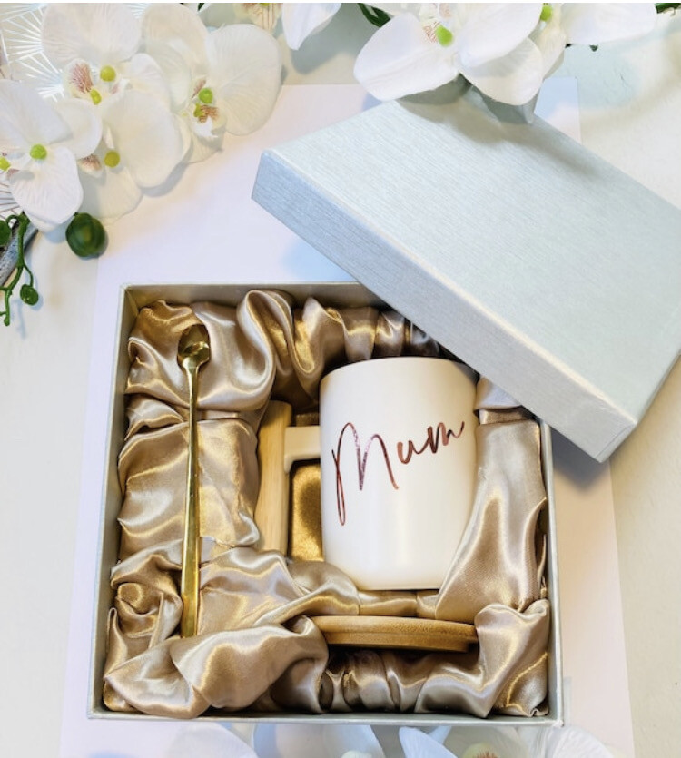 Nordic personalised mug gift set, tea/coffee set, mug with wooden  handle,lid and spoon,Mother's Day gift, Christmas gift,birthday,dad gift