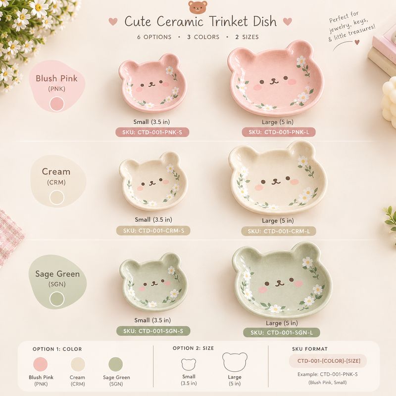Sue Pastel Bear Ceramic Trinket Dish