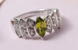 Arizona Peridot and White Zircon Ring