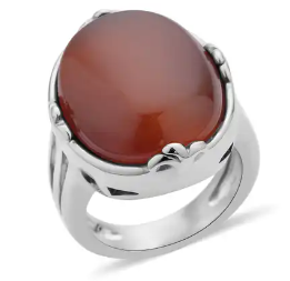 Carnelian Solitaire Ring in Stainless Steel