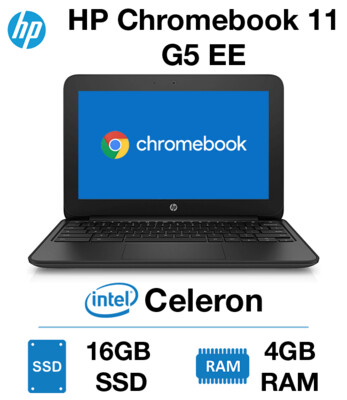 &quot;A&quot; GRADE | HP Chromebook A1707 G5 11.6&quot; Screen Touch Laptop | Intel Celeron Processor| 4GB RAM, 16GB eMMC SSD, Chrome OS, Black Color | 2018 6th Generation | TECHVIBE Offer 2 Years Warranty.