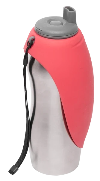 Messy Mutts - Silicone Flip-up SS Water Bottle - Pink