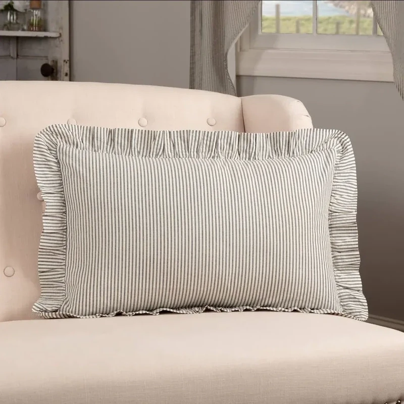 Blue Ticking Stripe Fabric Pillow