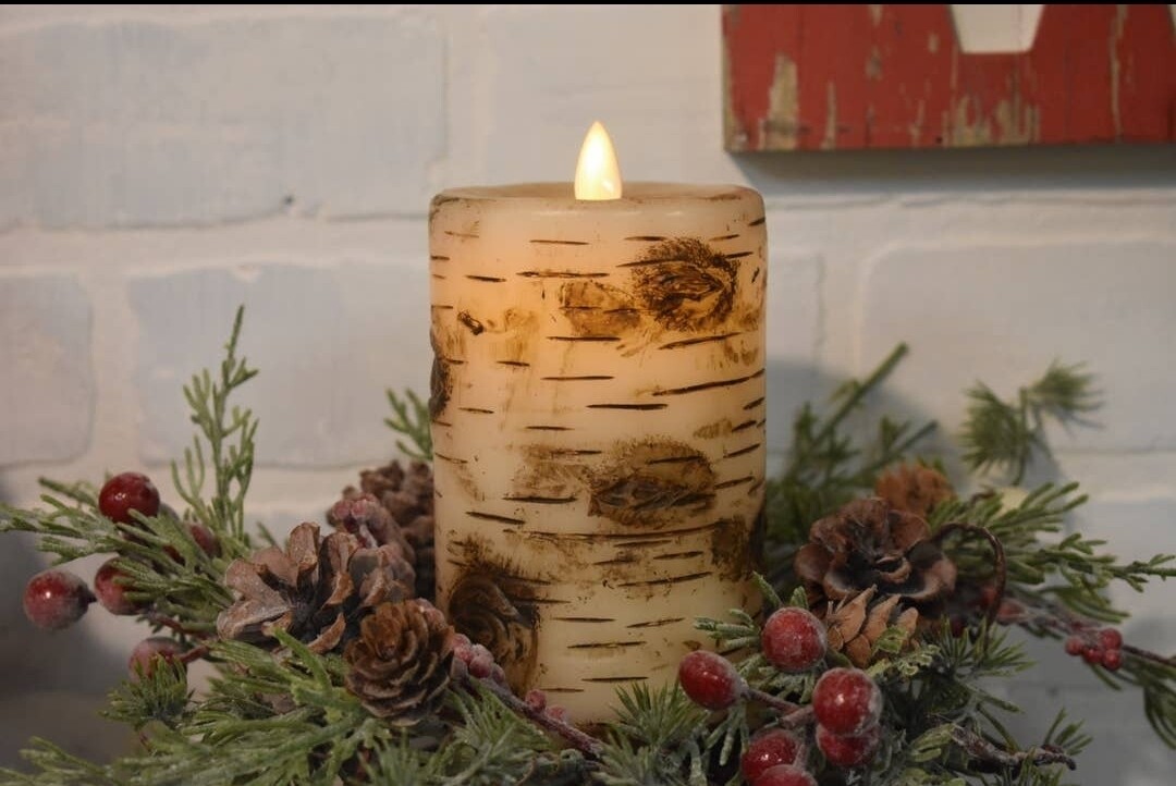 Birch Pillar with Moving Flame