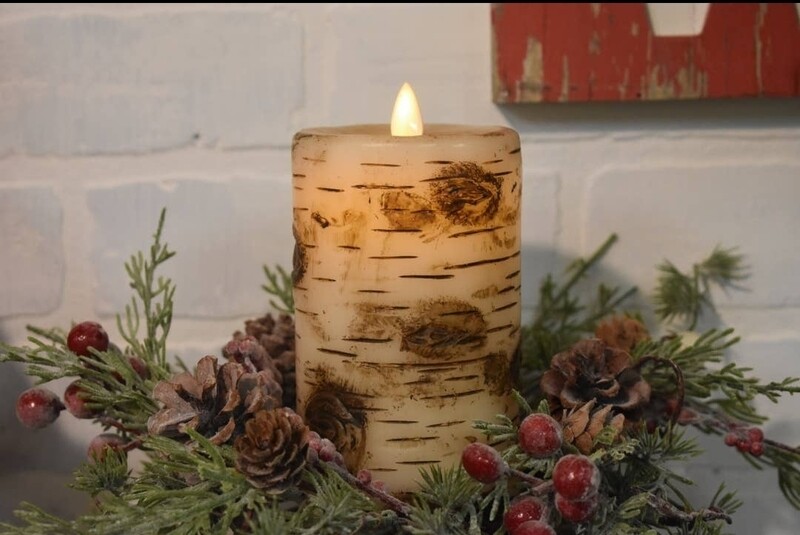 Birch Pillar with Moving Flame