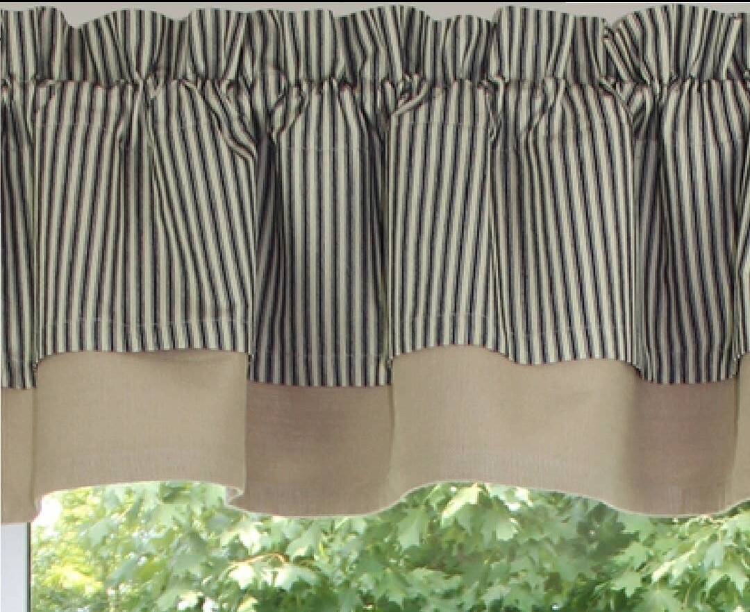 Burlap and Black Ticking Valance