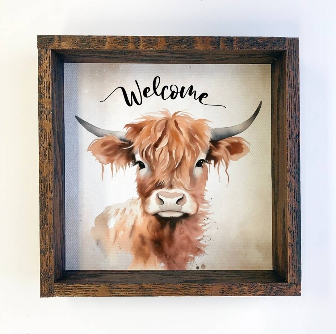 Highland Cow Framed Welcome