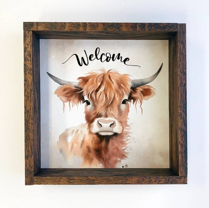 Highland Cow Framed Welcome