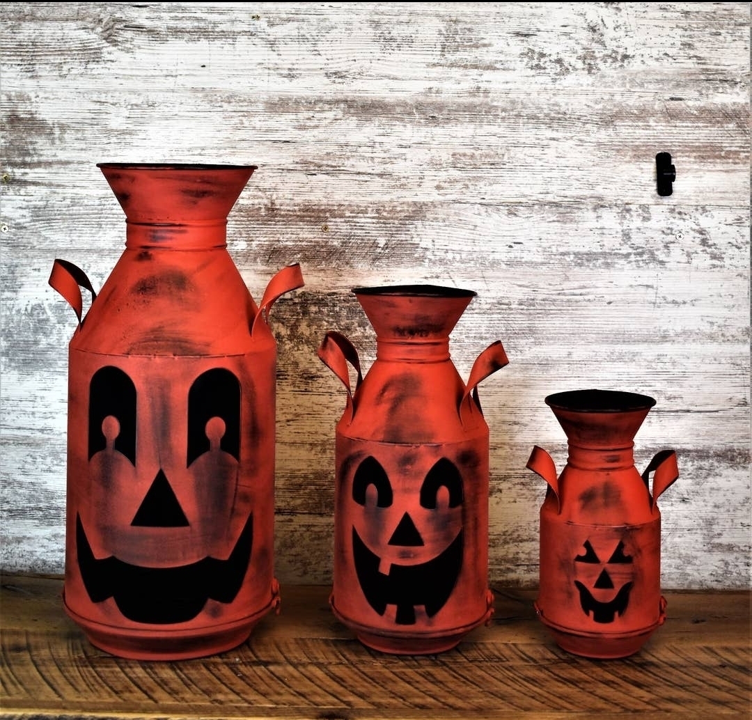 Orange Pumpkin Milk Cans set of 3