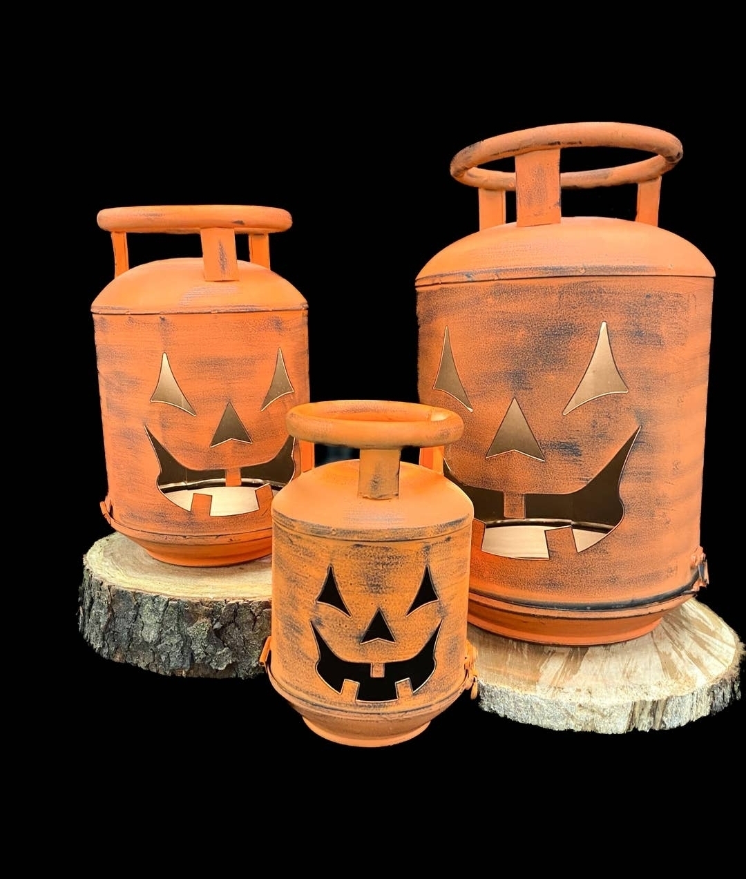 Orange Pumpkin Cylinders Set of 3