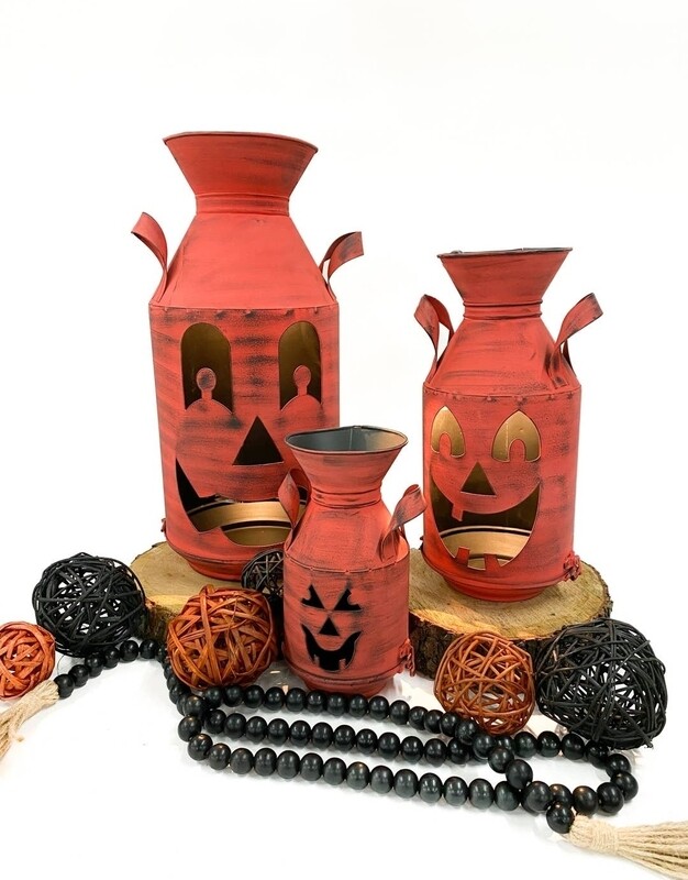 Orange Pumpkin Milk Cans set of 3