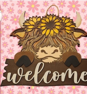 Highland Cow with Sunflower