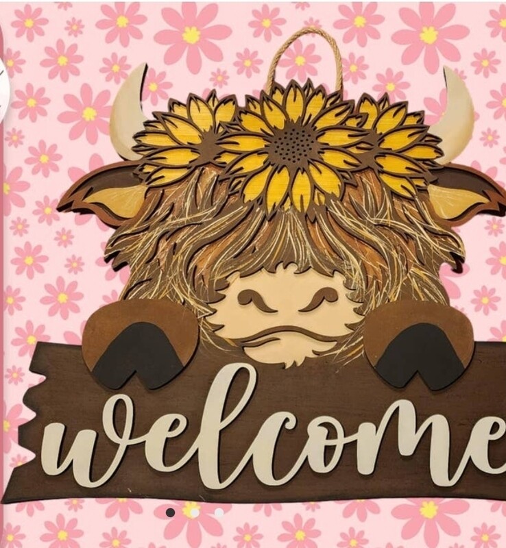 Highland Cow with Sunflower